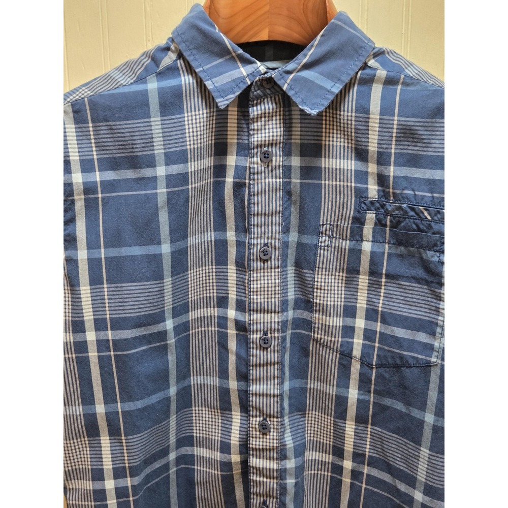 Hawk Shirt Boys Small Blue Plaid Short Sleeve Button Front Casual Cotton‎ Top